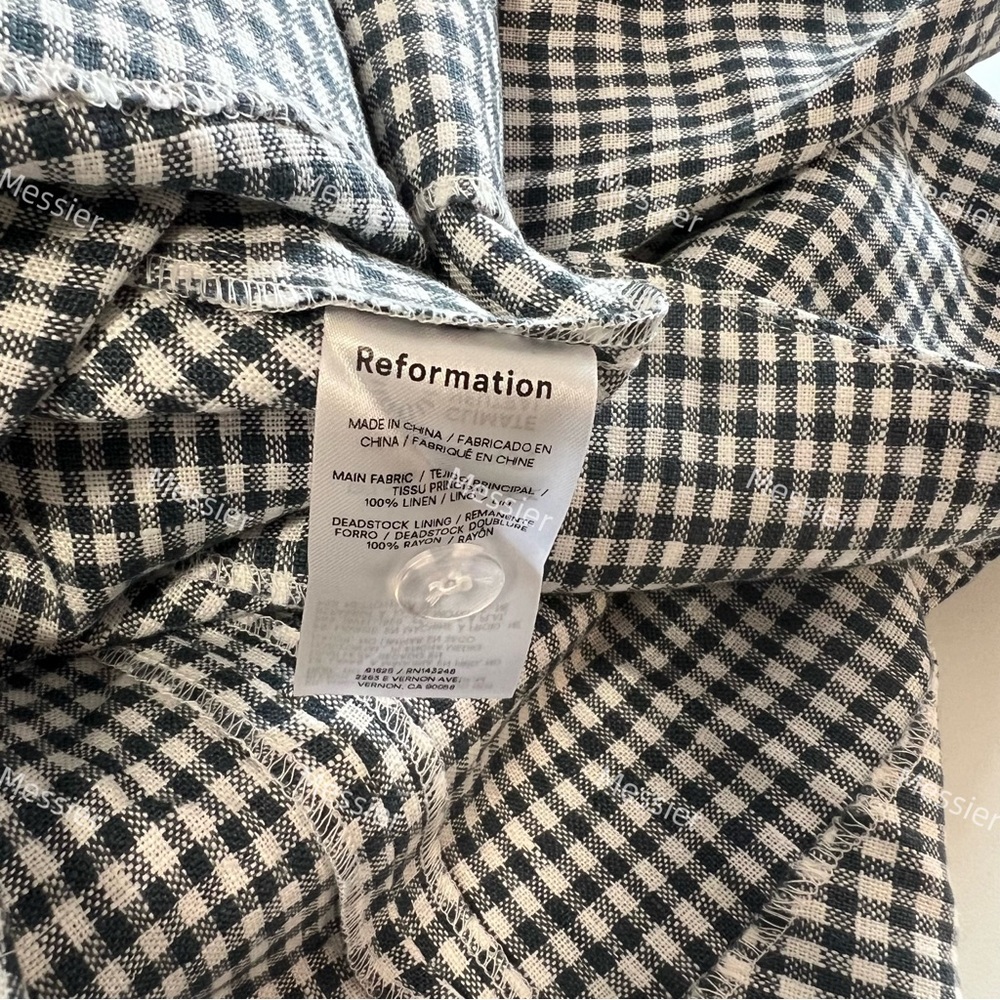 Reformation Balia Linen Dress in Slate Check - Picture 13 of 13